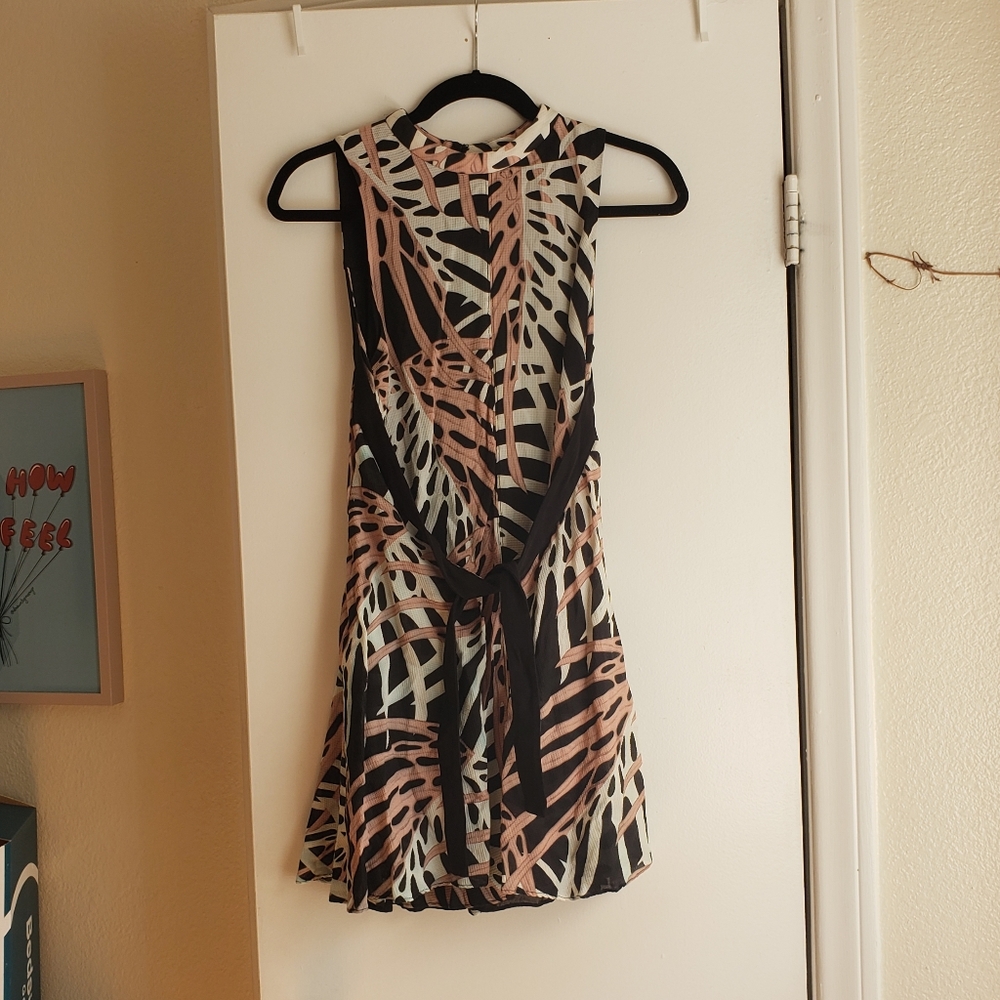 Proenza Schouler 100% silk palm print mini dress